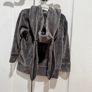 Kate Quinn 2T gender neutral zipper rabbit hoodie dark blue/gray